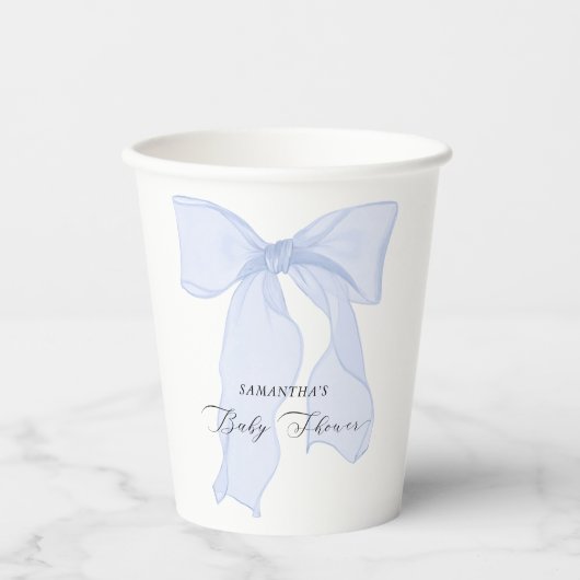 Blue Bow Coquette Baby shower Papieren Bekers (Voorkant)