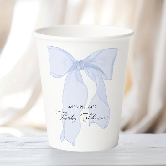 Blue Bow Coquette Baby shower Papieren Bekers