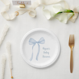 Blue Bow Coquette Baby shower Papieren Bordje