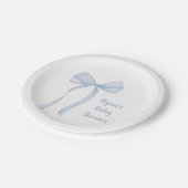 Blue Bow Coquette Baby shower Papieren Bordje (Gekanteld)