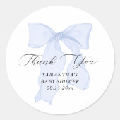 Blue Bow Coquette Baby shower Ronde Sticker (Voorkant)