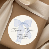 Blue Bow Coquette Baby shower Ronde Sticker