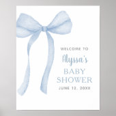 Blue Bow Coquette Baby shower Welkom Poster (Voorkant)