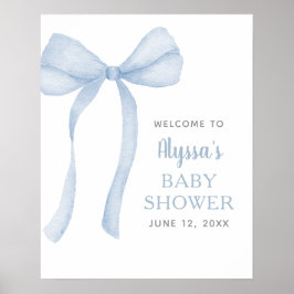 Blue Bow Coquette Baby shower Welkom Poster