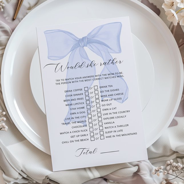 Blue Bow Coquette Baby shower zou ze liever (Creator heeft geüpload)
