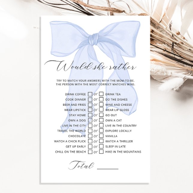 Blue Bow Coquette Baby shower zou ze liever (Creator heeft geüpload)