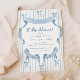 Blue Bow Coquette Blue Boy baby shower Kaart