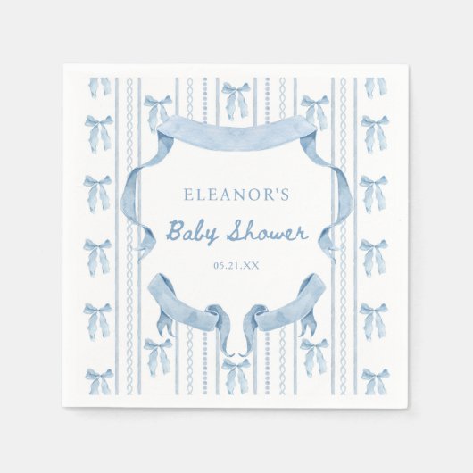 Blue Bow Coquette Blue Boy baby shower Servet (Voorkant)