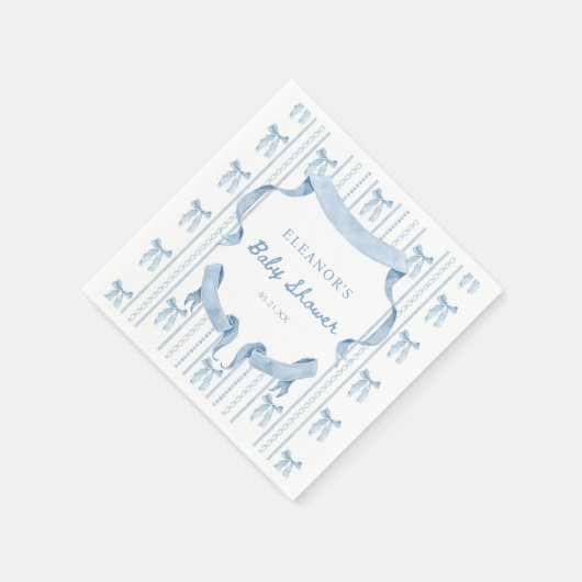 Blue Bow Coquette Blue Boy baby shower Servet (Hoek)