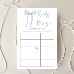 Blue Bow Coquette Boy Baby shower Bingo Spel
