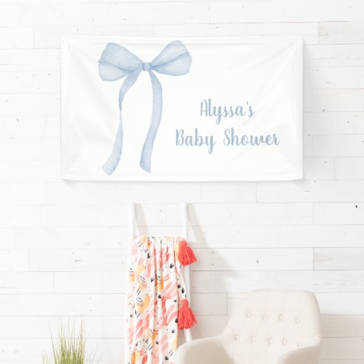 Blue Bow Coquette Boy Baby shower Spandoek (Insitu)