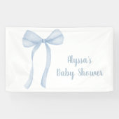 Blue Bow Coquette Boy Baby shower Spandoek (Horizontaal)