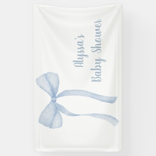 Blue Bow Coquette Boy Baby shower Spandoek (Verticaal)