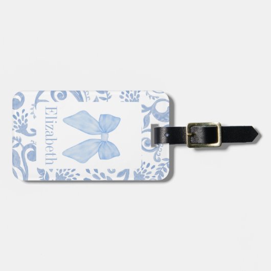 Blue Bow Coquette Esthetische Kinder schooltas Lab Bagagelabel (Voorkant horizontaal)