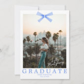 Blue Bow Coquette Foto Afstuderen Aankondiging (Voorkant)