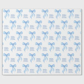Blue Bow Coquette Gepersonaliseerd Vrijgezellenfee Cadeaupapier (Vlak)