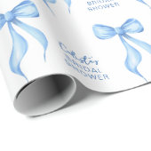 Blue Bow Coquette Gepersonaliseerd Vrijgezellenfee Cadeaupapier (Rol Hoek)