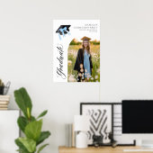 Blue Bow Coquette Graduation Cap Afstuderen Welkom Poster (Thuiskantoor)