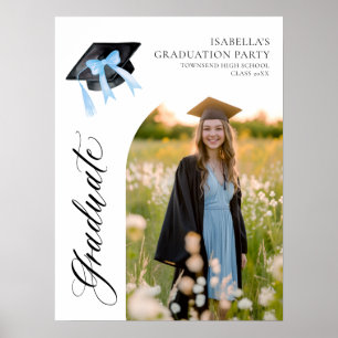 Blue Bow Coquette Graduation Cap Afstuderen Welkom Poster