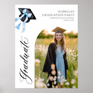 Blue Bow Coquette Graduation Cap Afstuderen Welkom Poster