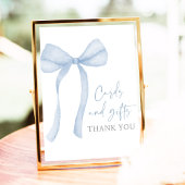 Blue Bow Coquette Kaarten en geschenken Baby showe Poster