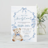 Blue Bow Coquette kan nauwelijks wachten op Baby s Kaart (Staand voorkant)