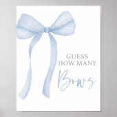 Blue Bow Coquette Raad eens hoeveel Baby shower Poster (Voorkant)