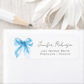 Blue Bow Coquette Script Sweet 16 Party  Etiket (Insitu)