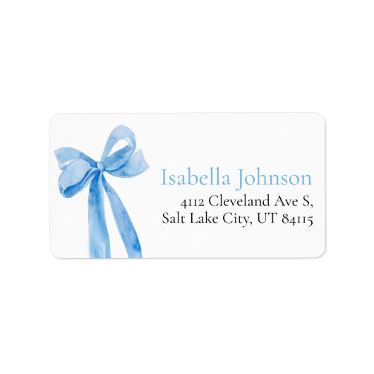 Blue Bow Coquette She's Tying the Knot Adres Etiket (Voorkant)