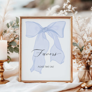 Blue Bow Coquette Verjaardagsfeestje Favorieten Poster
