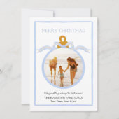 Blue Bow Coquette Wedgwood Kerstmis Fotokaart Feestdagenkaart (Voorkant)