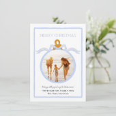 Blue Bow Coquette Wedgwood Kerstmis Fotokaart Feestdagenkaart (Staand voorkant)