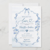 Blue Bow Coquette Wildflower Vrijgezellenfeest Kaart (Voorkant)