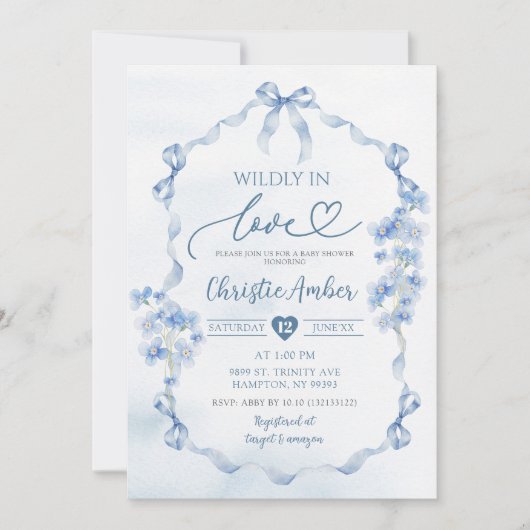 Blue Bow Coquette Wildflower Vrijgezellenfeest Kaart (Voorkant)