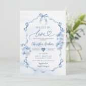 Blue Bow Coquette Wildflower Vrijgezellenfeest Kaart (Staand voorkant)