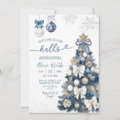 Blue Bow Coquette Winter Christmas Bridal Shower Kaart (Voorkant)
