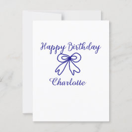 Blue bow CUTIE ADD NAME BABY Happy Birthday Briefkaart