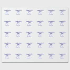 Blue bow CUTIE ADD NAME BABY Happy Birthday Cadeaupapier