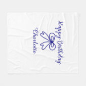 Blue bow CUTIE ADD NAME BABY Happy Birthday Fleece Deken (Voorkant (Horizontaal))