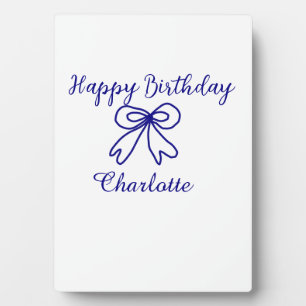 Blue bow CUTIE ADD NAME BABY Happy Birthday Fotoplaat