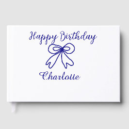 Blue bow CUTIE ADD NAME BABY Happy Birthday Gastenboek
