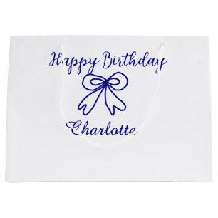 Blue bow CUTIE ADD NAME BABY Happy Birthday Groot Cadeauzakje