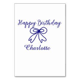 Blue bow CUTIE ADD NAME BABY Happy Birthday Kaart