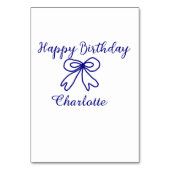 Blue bow CUTIE ADD NAME BABY Happy Birthday Kaart (Achterkant)