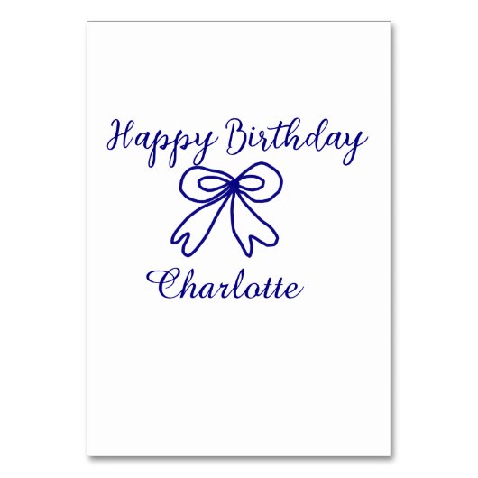 Blue bow CUTIE ADD NAME BABY Happy Birthday Kaart (Voorkant)