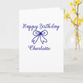 Blue bow CUTIE ADD NAME BABY Happy Birthday Kaart (Gele Bloem)