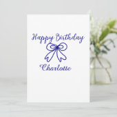 Blue bow CUTIE ADD NAME BABY Happy Birthday Kaart (Staand voorkant)