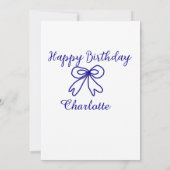 Blue bow CUTIE ADD NAME BABY Happy Birthday Kaart (Achterkant)