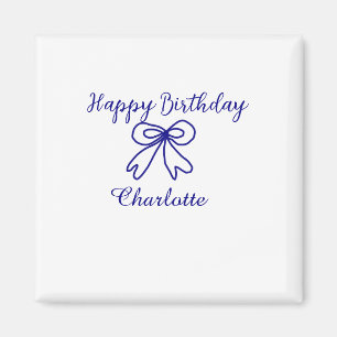 Blue bow CUTIE ADD NAME BABY Happy Birthday Magneet