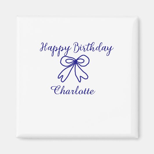 Blue bow CUTIE ADD NAME BABY Happy Birthday Magneet (Voorkant)